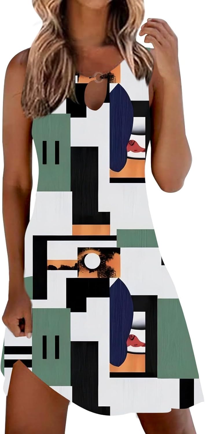 Summer Dresses for Women 2025 Vacation Beach Casual Vintage Midi Sundresses Sexy Sleeveless V Neck Boho Tank Dress