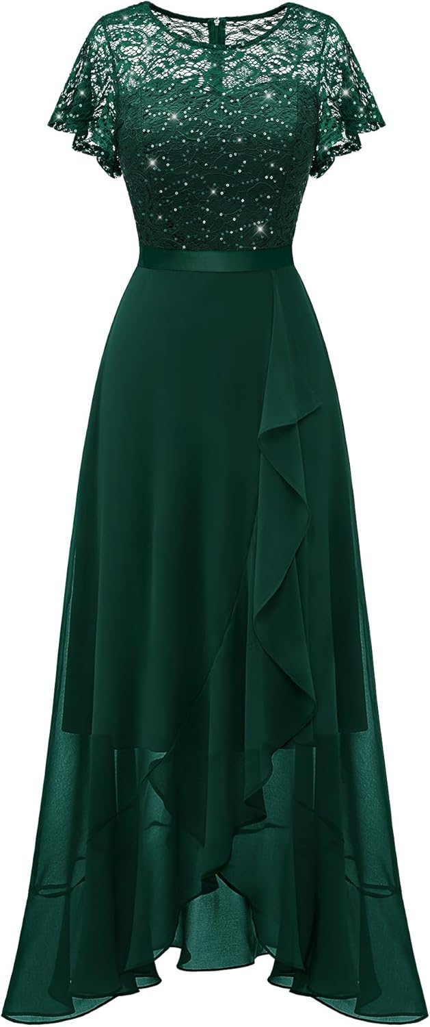 BeryLove Formal Dresses for Women 2025 Wedding Guest with Slit Cocktail Elegant Lace Long Prom Dress