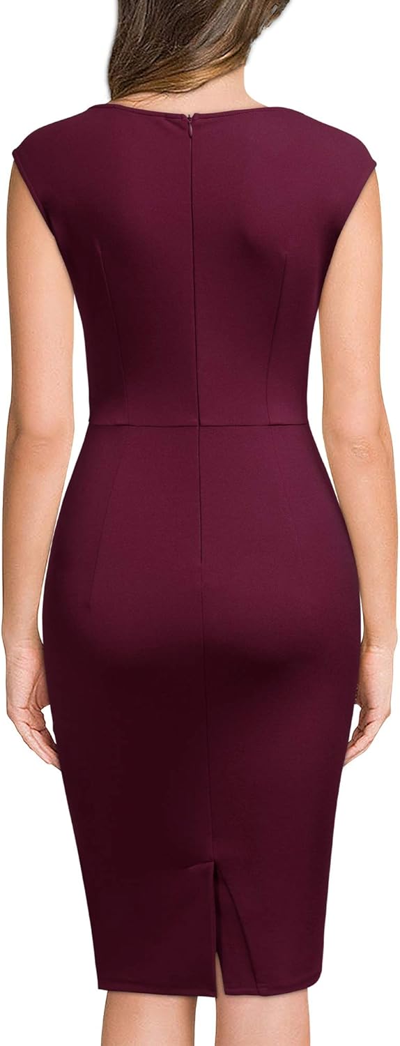 Miusol Women's Retro Ruffle Style Slim Work Pencil Dress