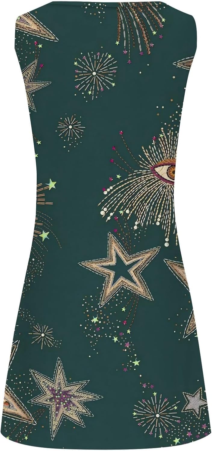 Summer Dresses for Women 2025 Vacation Beach Casual Vintage Midi Sundresses Sexy Sleeveless V Neck Boho Tank Dress