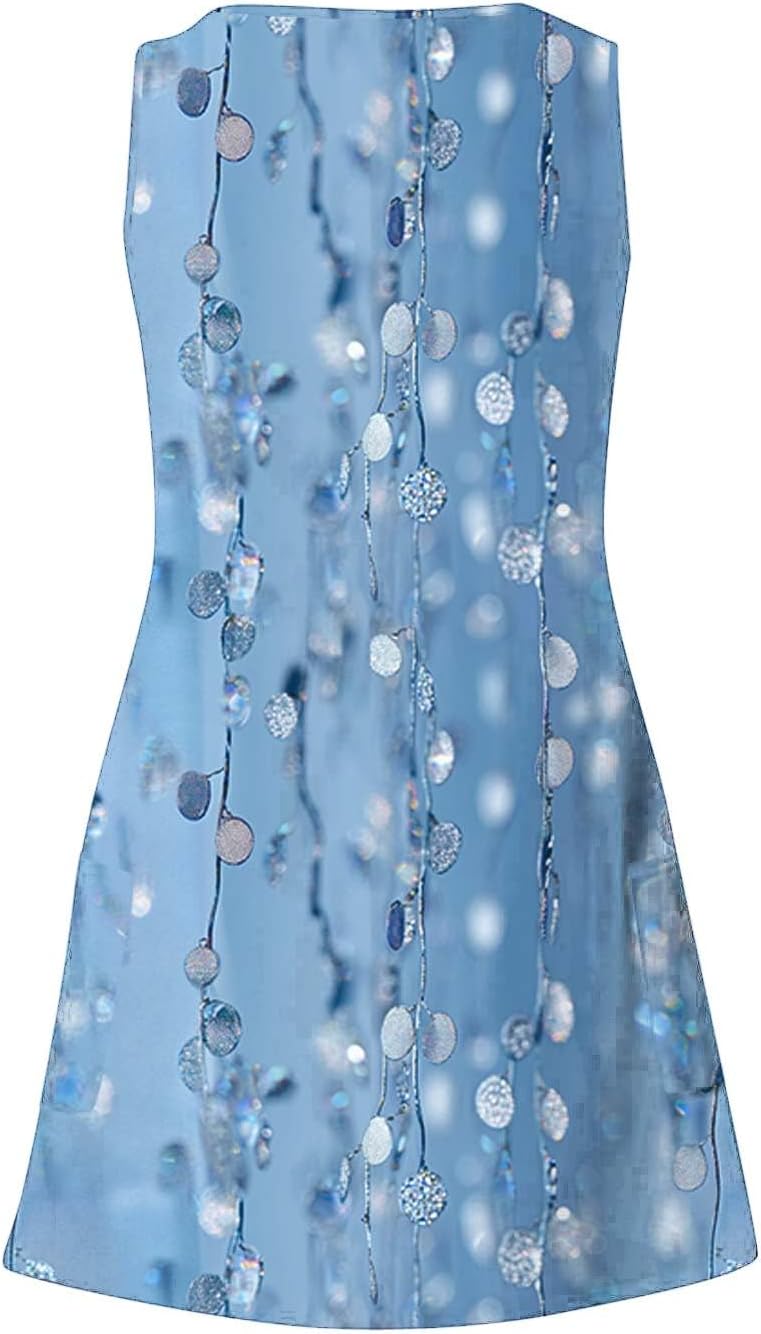 Womens 2025 Spring Summer Dresses Casual Floral Print V-Neck Tank Dress Curve Hem Pleated A-Line Sundresses