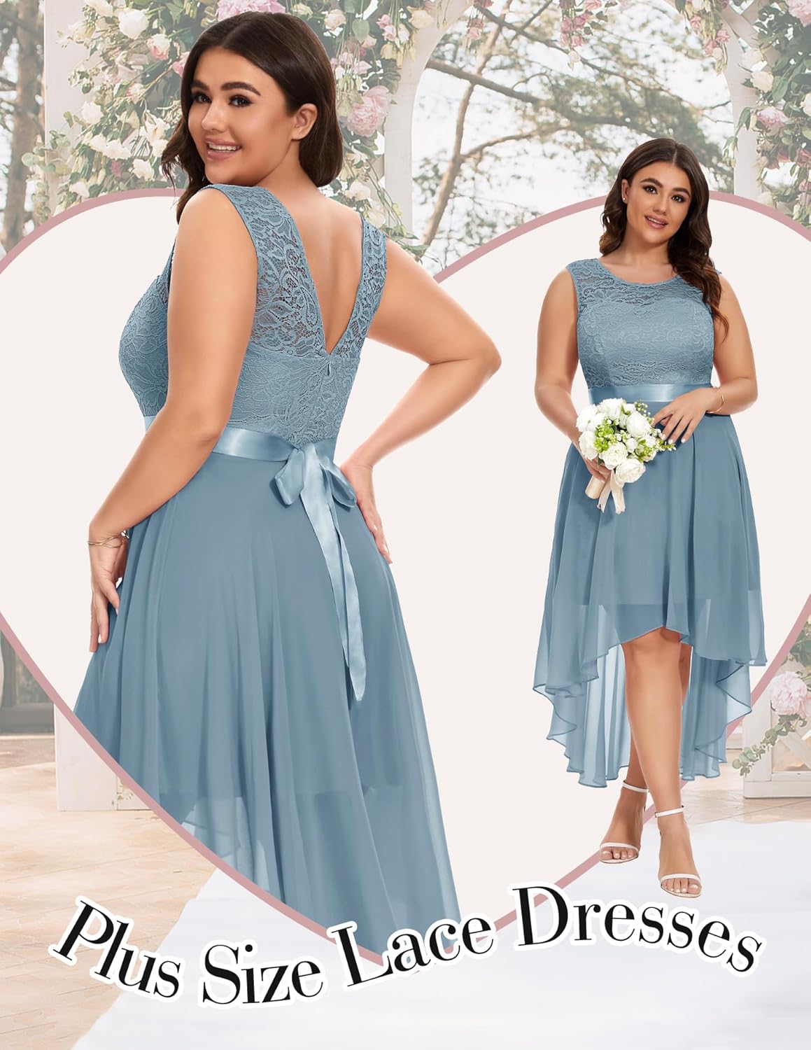 BeryLove Cocktail Prom Dresses 2025 Formal Wedding Guest Dresses Sleeveless Lace High Low Homecoming Dress