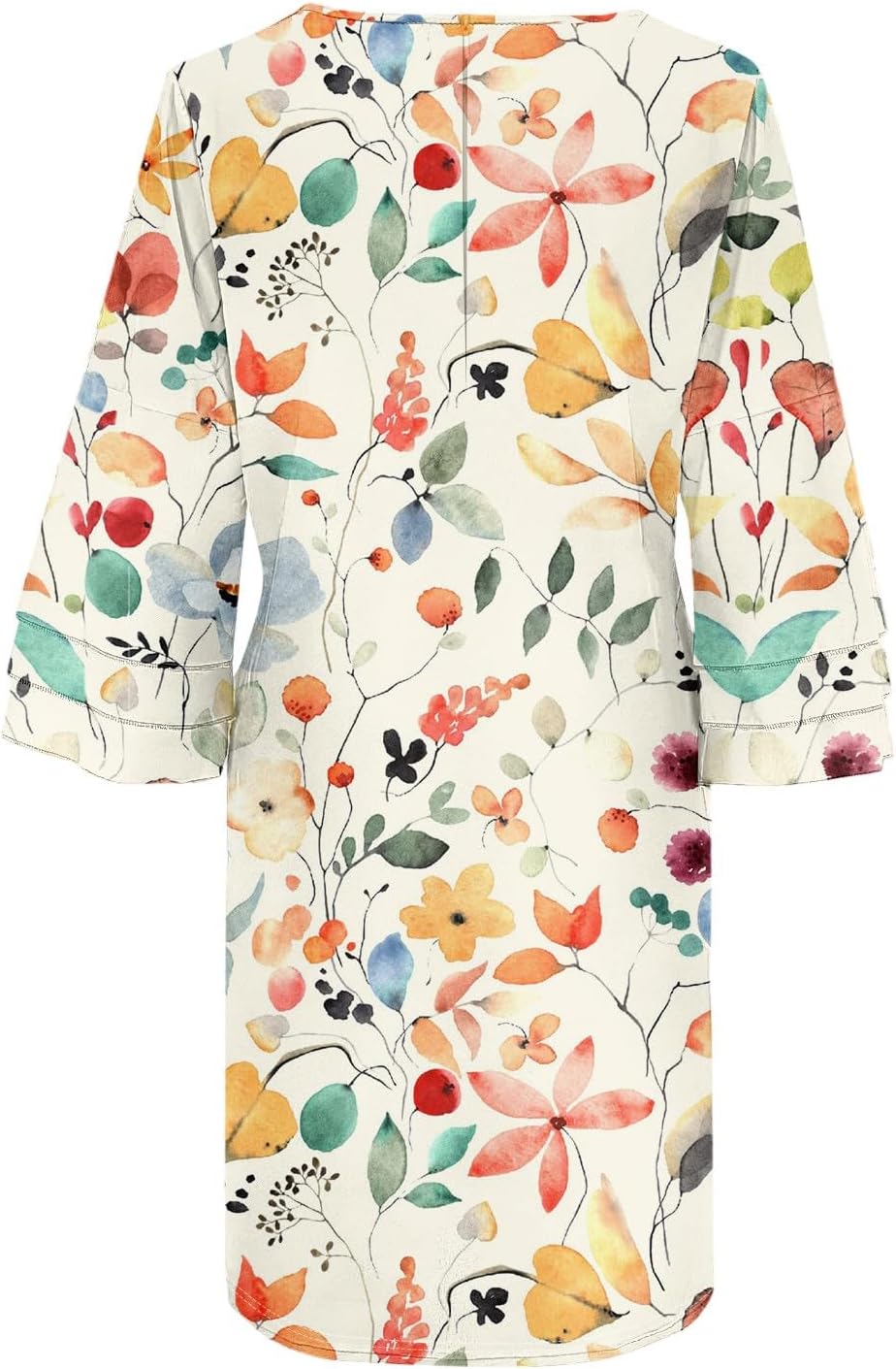 Beach Dresses for Women,2025 Summer Trendy Floral Print Boho Dress,Casual Loose V Neck Bell 3/4 Sleeve Mini Dress