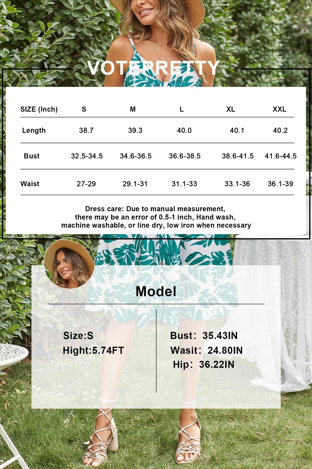 VOTEPRETTY Women's Summer Dresses Spring Sundresses Beach Clothes Outfit Vacation 2024 V Neck Casual Tropical Resort Hawaiian