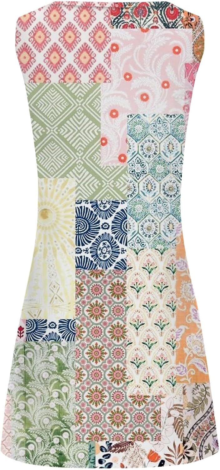 Summer Dresses for Women 2025 Vacation Beach Casual Vintage Midi Sundresses Sexy Sleeveless V Neck Boho Tank Dress