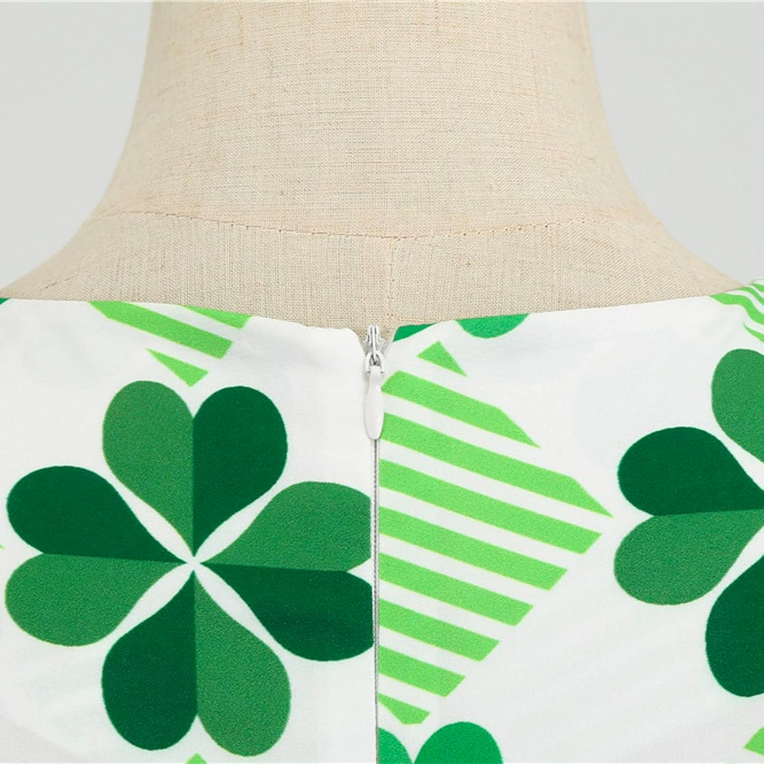 aihihe St Patricks Day Dress for Women A Line Pleated Hepburn Dress Lukcy Shamrock Print Irish Dress 2024 Vintage Dress