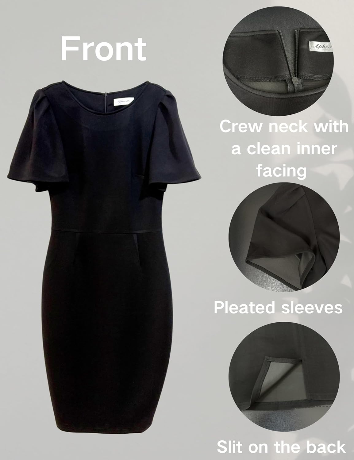 Aphratti Women's Short Sleeve Work Sheath Midi Dress Elegant Fitted Cocktail Party Church Funeral Outfit
