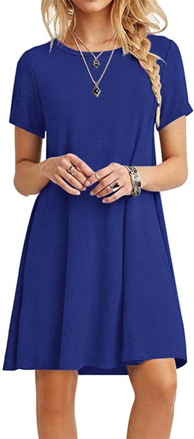 MOLERANI Women's Casual Plain Simple T-Shirt Loose Dress