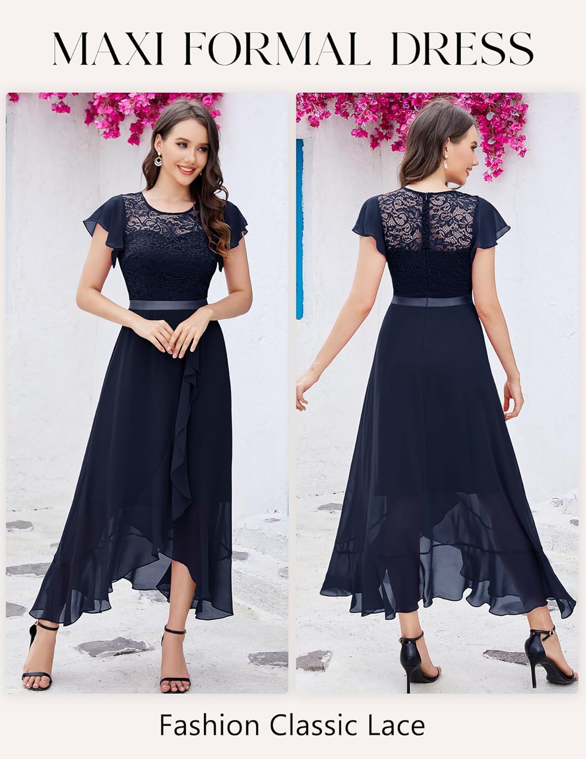BeryLove Formal Dresses for Women 2025 Wedding Guest with Slit Cocktail Elegant Lace Long Prom Dress