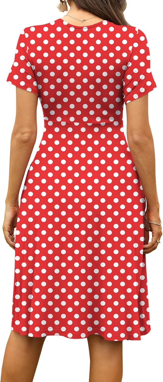WEACZZY Women's Summer Short Sleeve Casual Dresses V-Neck Floral Party Dress with Pockets