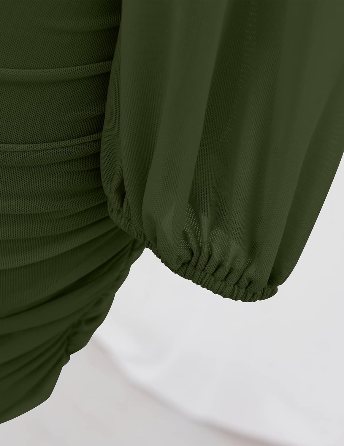 ZESICA Women's Sexy V Neck Ruched Bodycon Mini Dress Puff Long Sleeve Cocktail Wedding Party Short Dresses