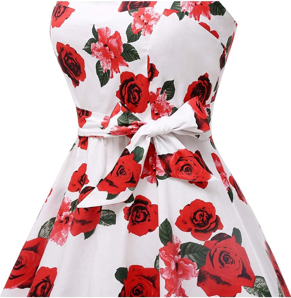Topdress Women'sVintage Polka Audrey Dress 1950s Halter Retro Cocktail Dress