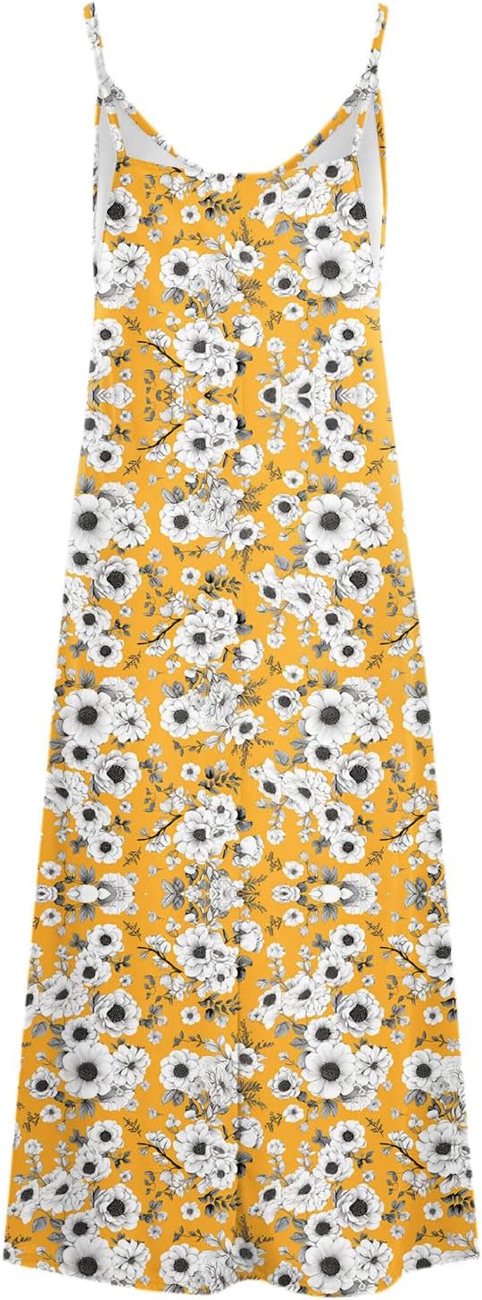Womens Floral Maxi Dresses Spaghetti Strap Casual Summer Long Dress Vneck Flowy Boho Beach Sundress Vacation Outfits