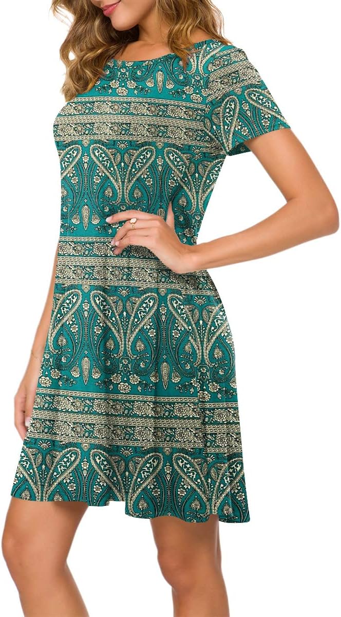POPYOUNG 2025 Women's Summer Casual T-Shirt Dresses Crew Neck Beach Cover Up Sun Dress