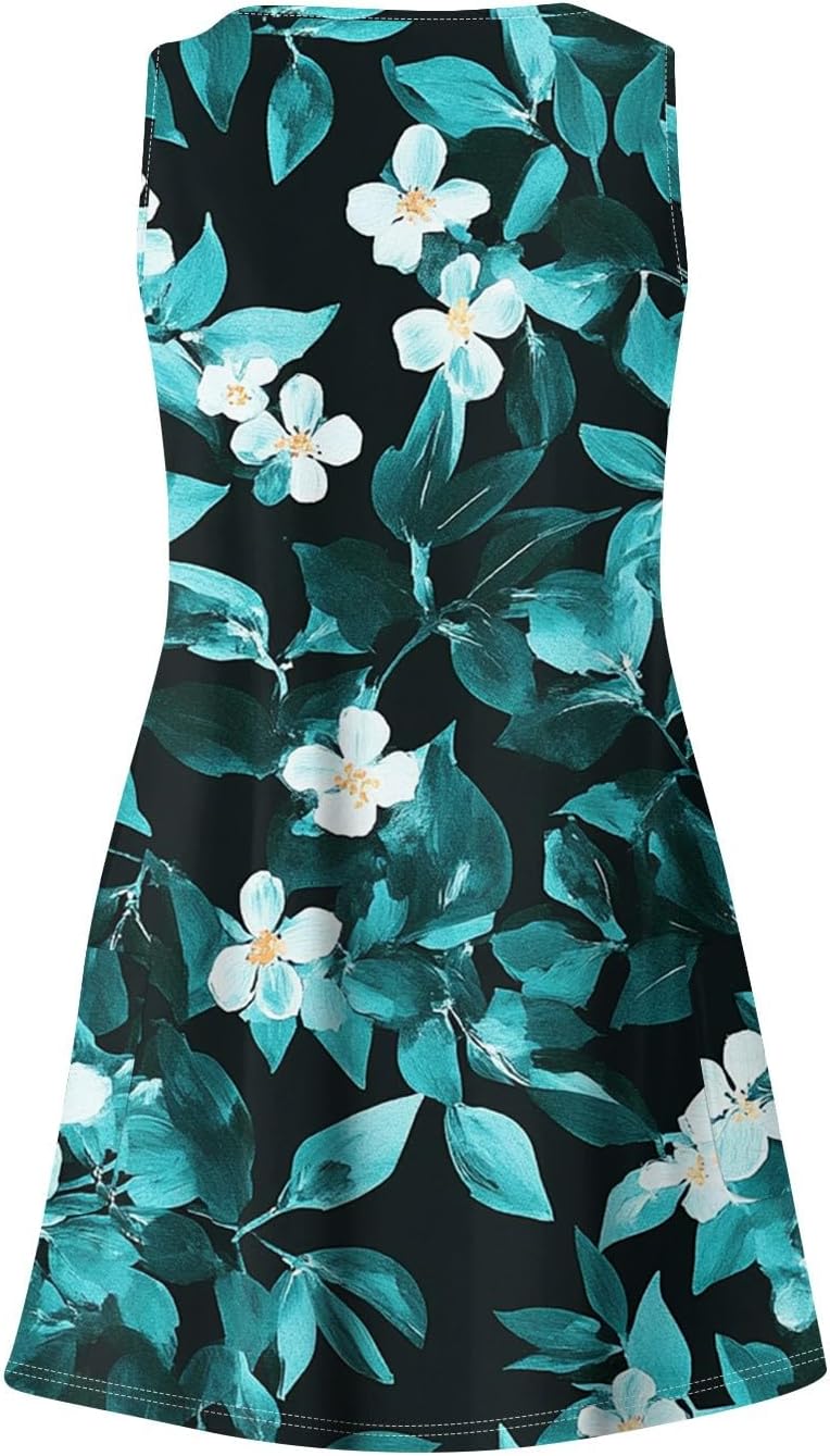NBXNZWF Women Summer Casual Dress 2025 Casual Loose Sleeveless V-Neck Sundresses A Line Tshirt Beach Dresses with Pockets