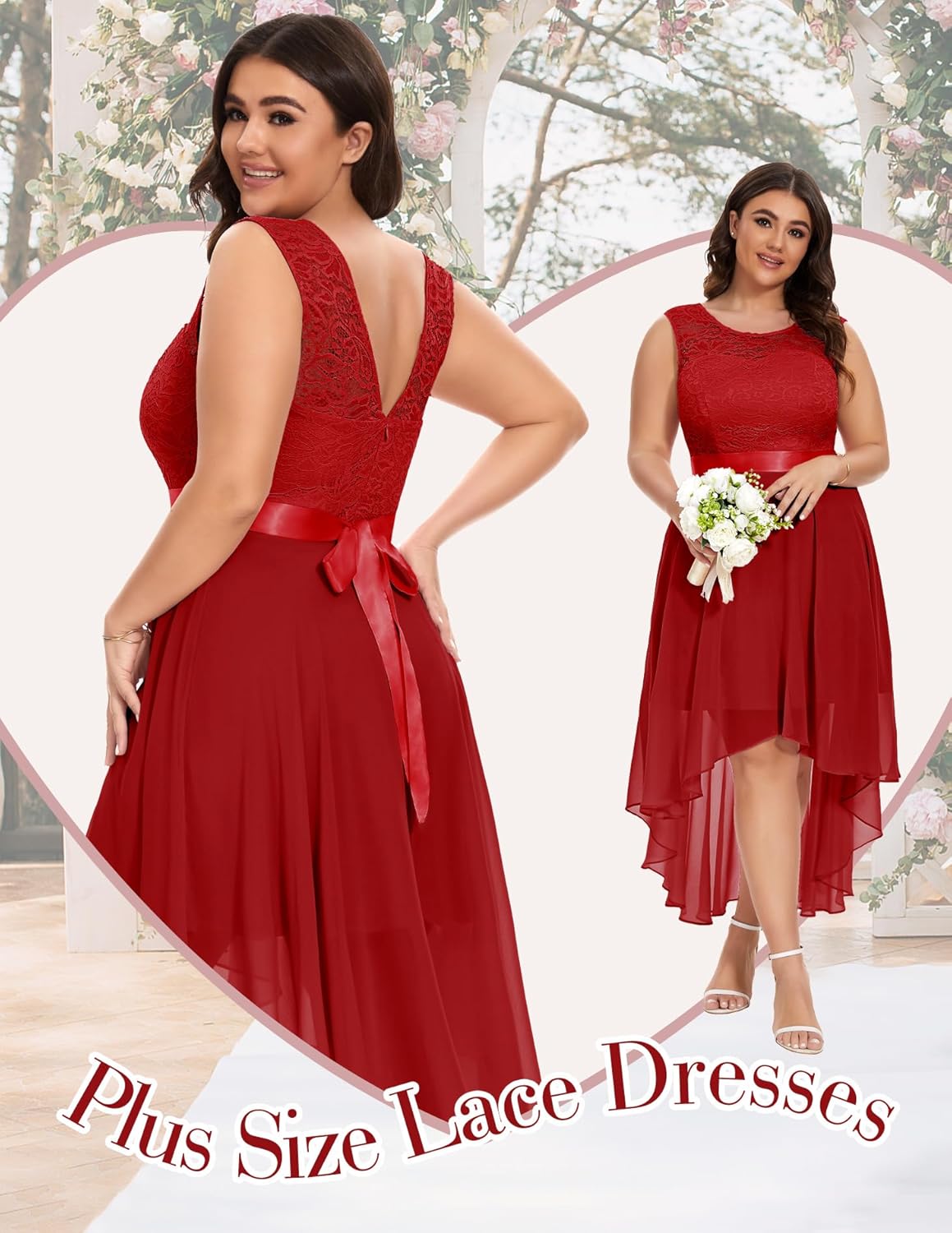 BeryLove Cocktail Prom Dresses 2025 Formal Wedding Guest Dresses Sleeveless Lace High Low Homecoming Dress