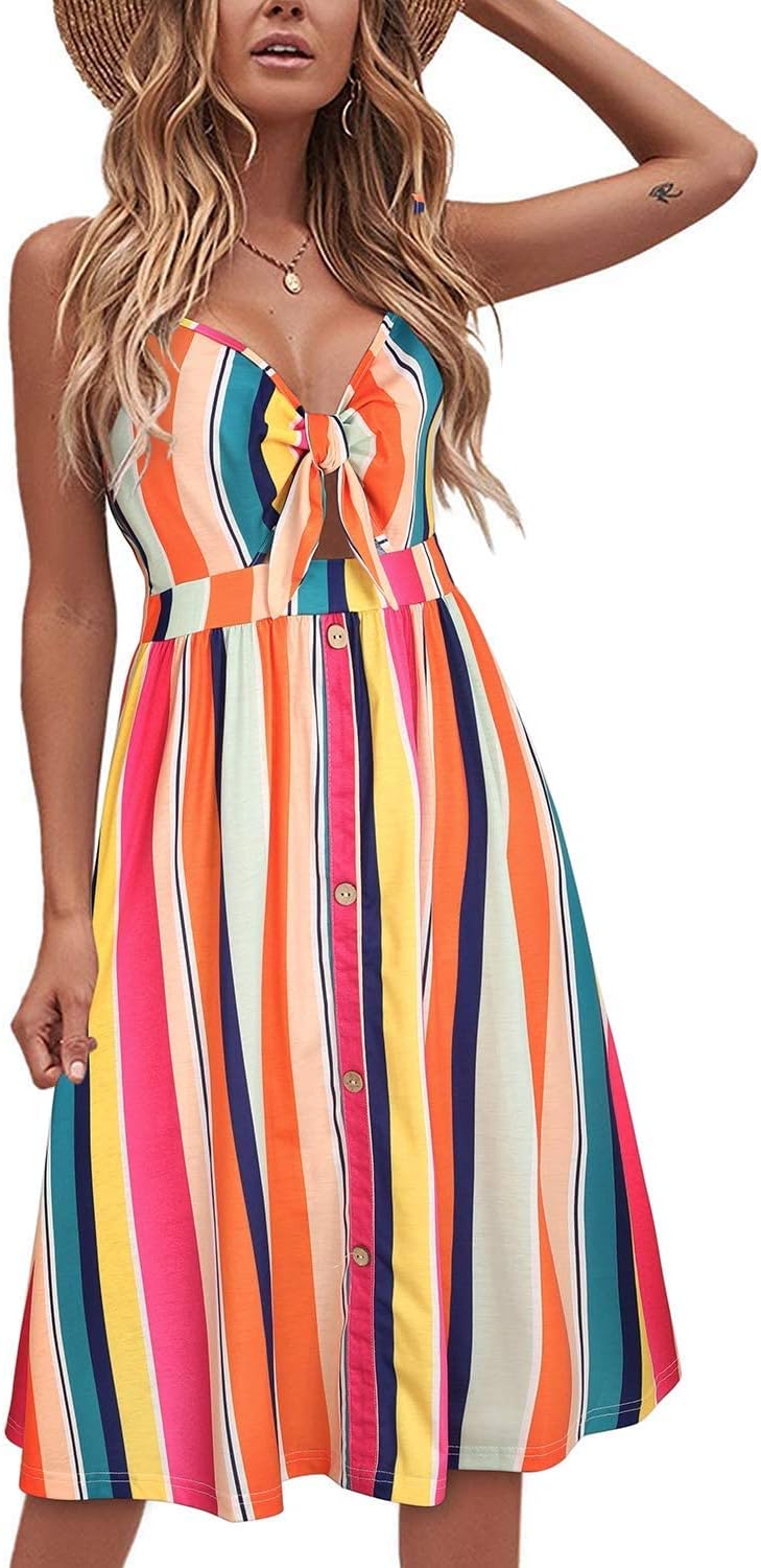 VOTEPRETTY Women's Summer Dresses Spring Sundresses Beach Clothes Outfit Vacation 2024 V Neck Casual Tropical Resort Hawaiian