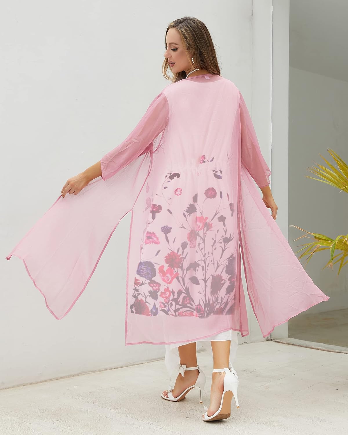 Honwenle Women's Linen Dress 2 Piece Outfit Floral Sleeveless Loose Maxi Summer Dresses with Jacket Formal Casual