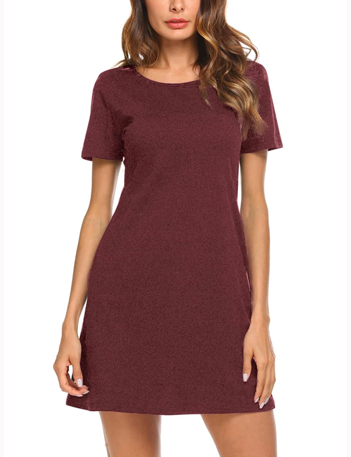Feager Women's Casual Striped Criss Cross Short Sleeve T Shirt Dress
