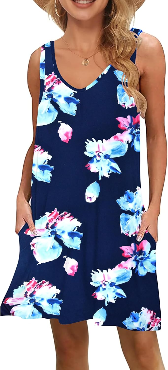 MISFAY Women's Summer Casual T Shirt Dresses Beach Cover up Tank Dress
