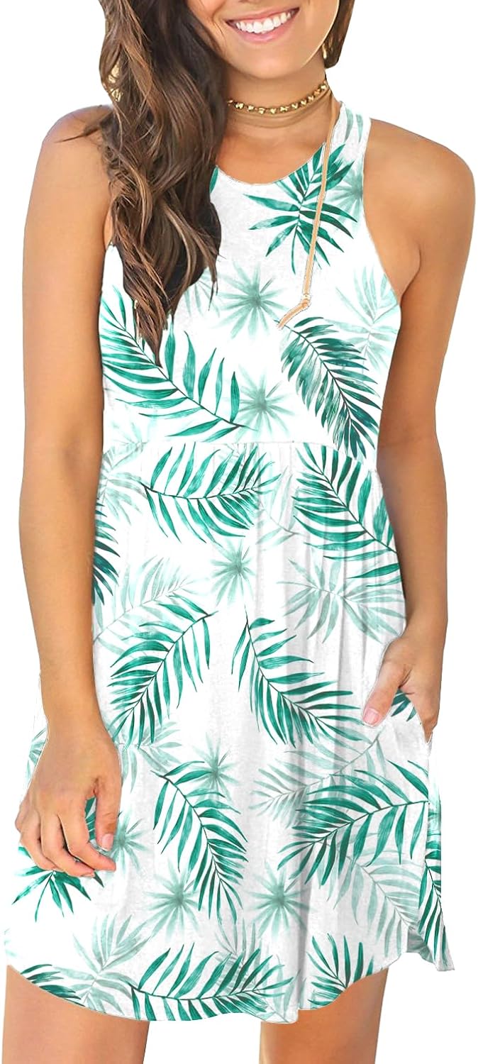 HiMONE Vacation Dresses for Women 2025 Summer Dress Women's Casual Sundresses Casual Beach Petite Sun Dress XS-2XL