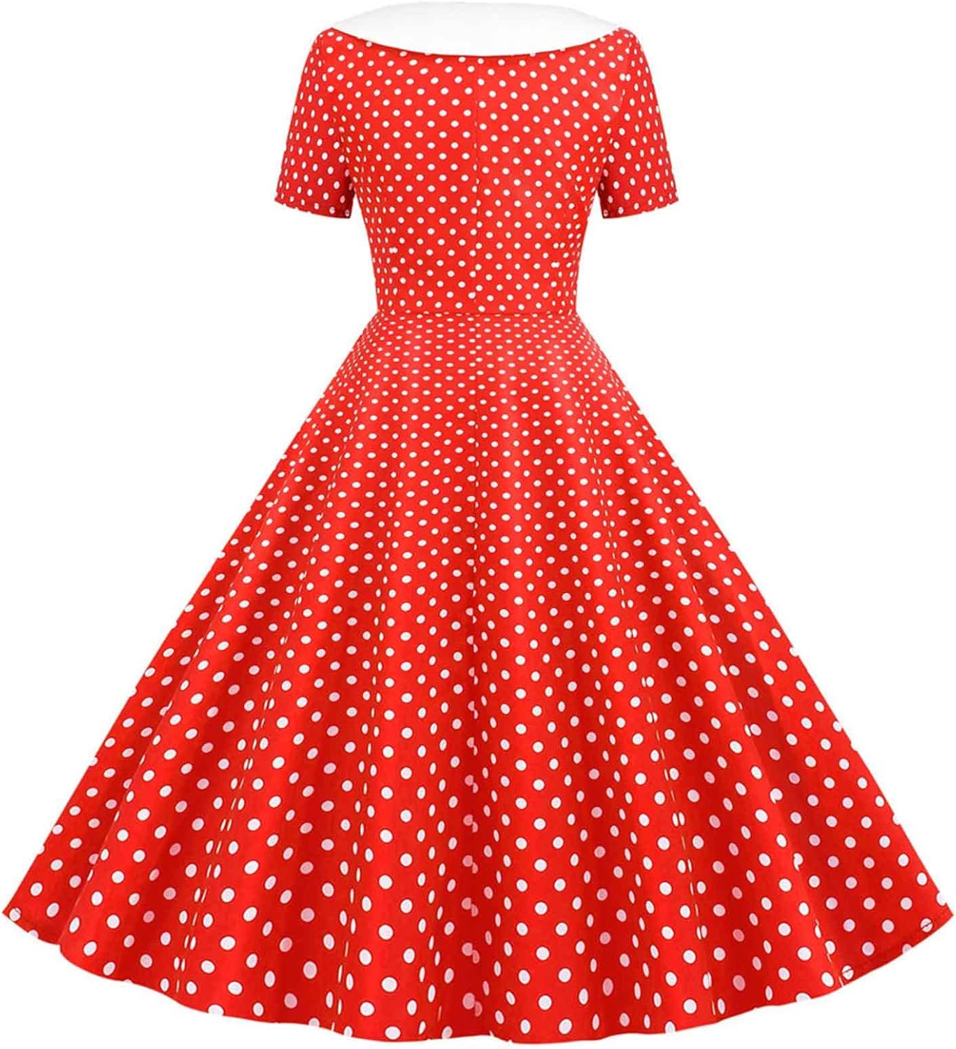 Women Double Breasted Notch Lapel 50s Vintage Short Sleeve Cocktail Swing Dress Polka Dot 1950s Rockabilly Prom Dress
