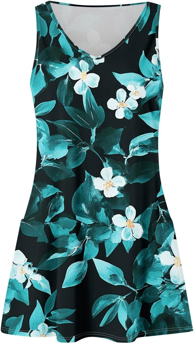 NBXNZWF Women Summer Casual Dress 2025 Casual Loose Sleeveless V-Neck Sundresses A Line Tshirt Beach Dresses with Pockets