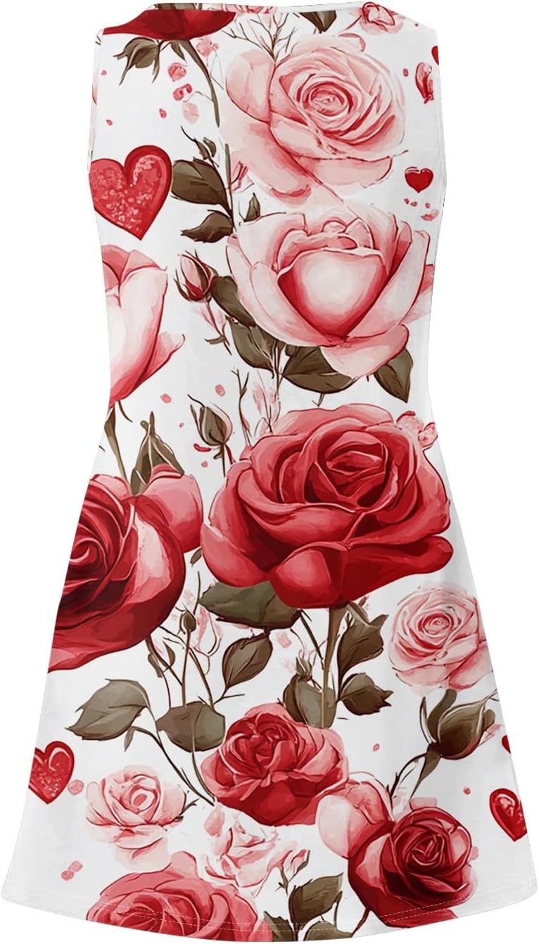 Women's Casual Sundress with Pockets Summer Boho Beach Dress,Holiday Hresses for Woment-Shirts Dress U Neck Loose Tank
