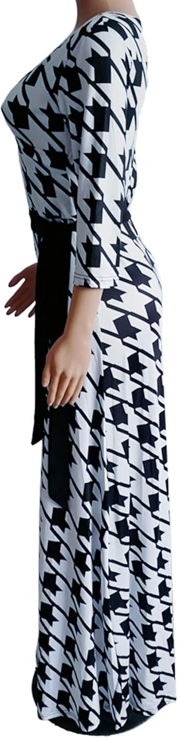 FANDEE Plus Size Maxi Dress for Women Casual Summer Sundress V-Neck 3/4 Sleeve