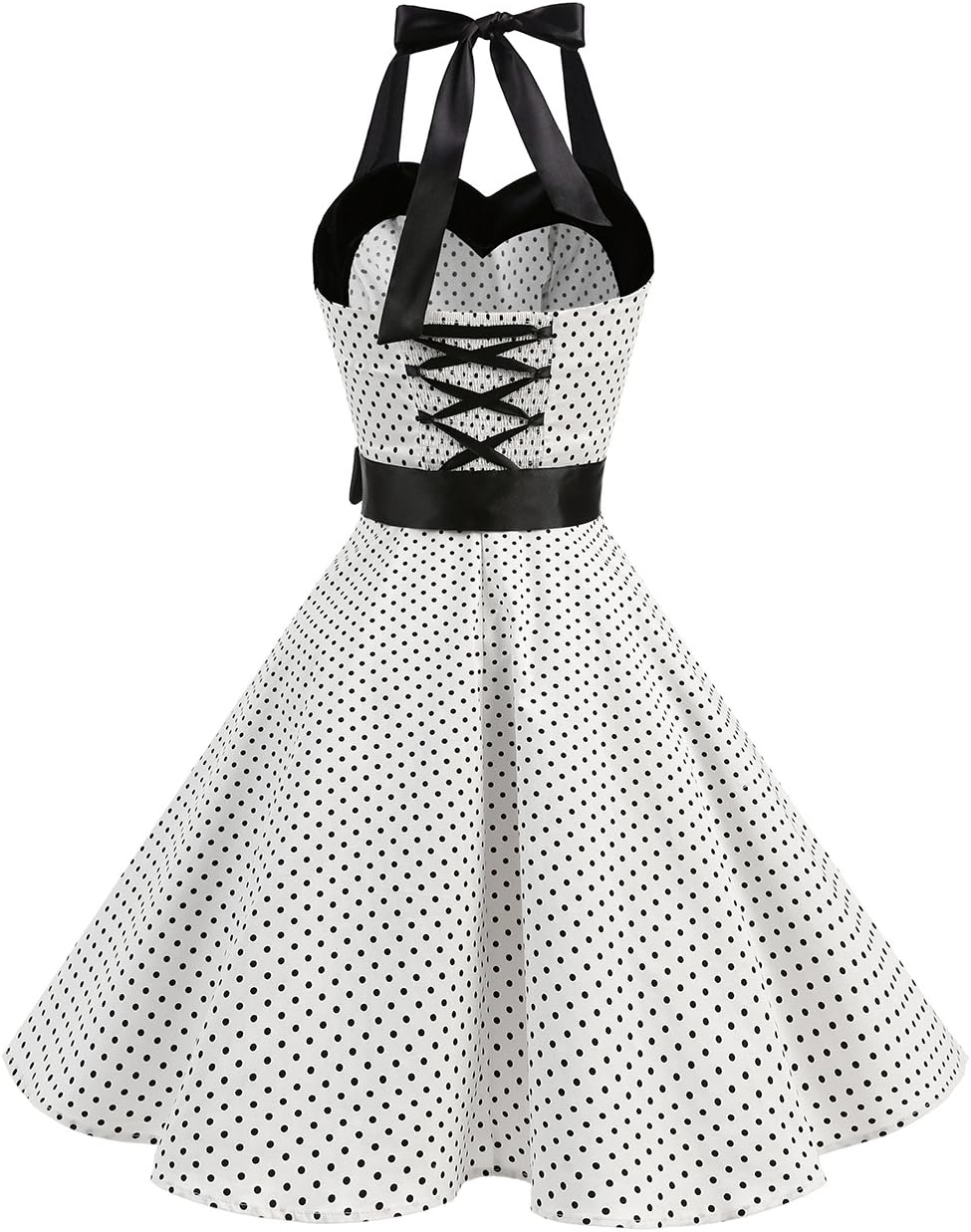 DRESSTELLS Women's Vintage 1950s Cocktail Party Dress Retro Wedding Guest Halter Rockabilly Swing Dresses