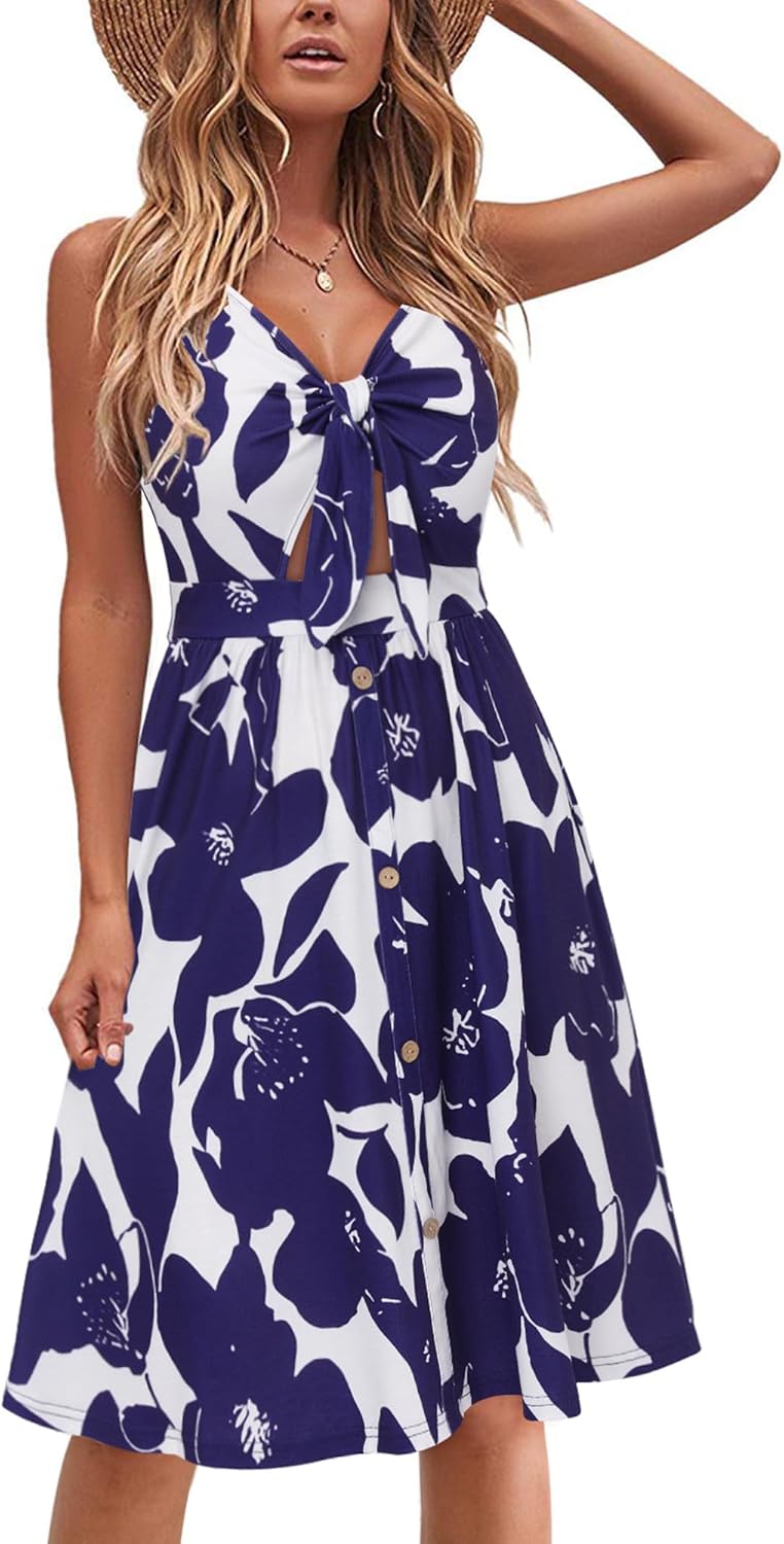 VOTEPRETTY Women's Summer Dresses Spring Sundresses Beach Clothes Outfit Vacation 2024 V Neck Casual Tropical Resort Hawaiian