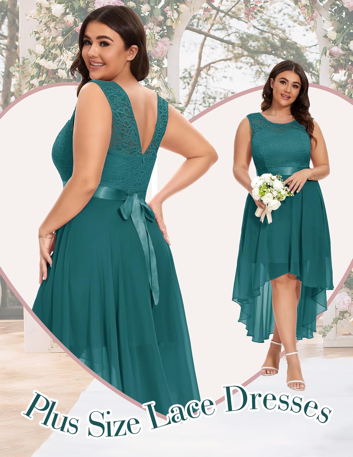 BeryLove Cocktail Prom Dresses 2025 Formal Wedding Guest Dresses Sleeveless Lace High Low Homecoming Dress