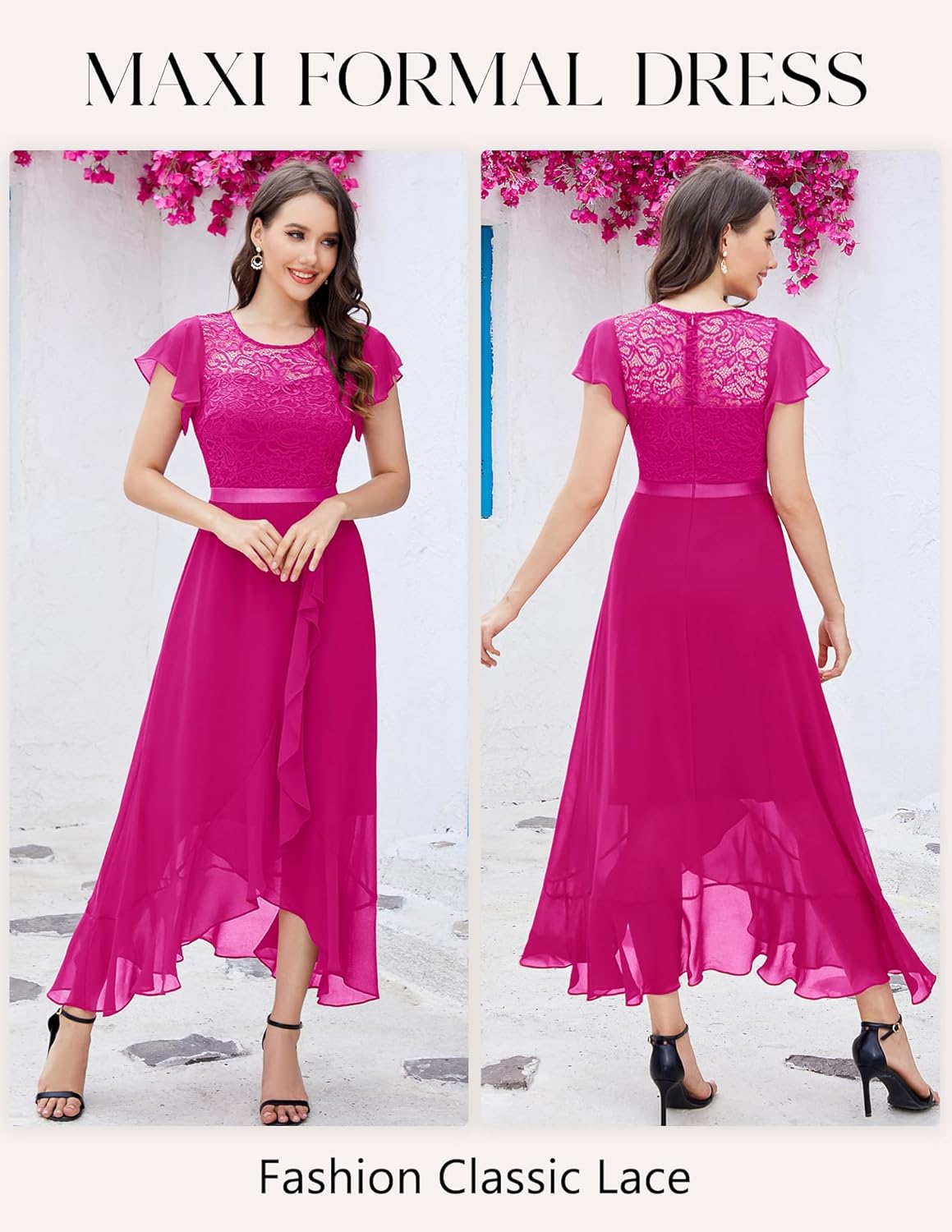 BeryLove Formal Dresses for Women 2025 Wedding Guest with Slit Cocktail Elegant Lace Long Prom Dress