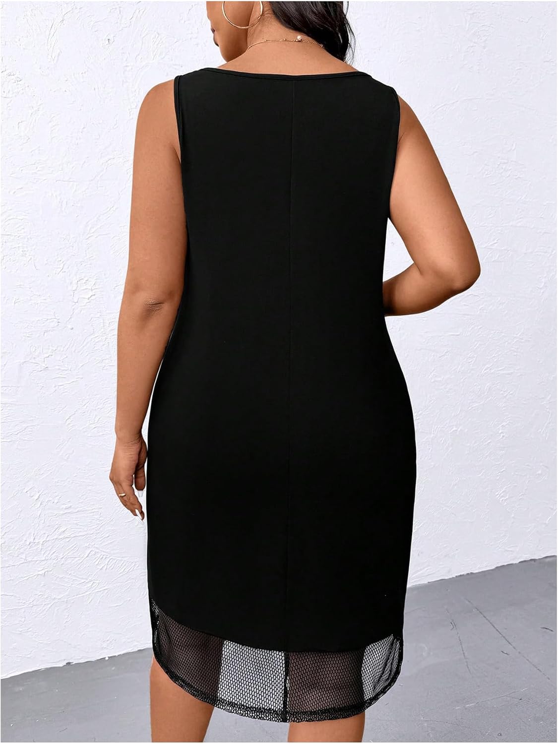 Verdusa Women's Plus Size Summer Dress Color Block Quarter Zip Tank Dress Sleeveless Short Dresses