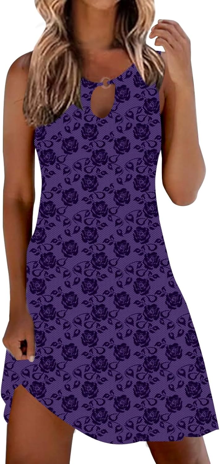 Summer Dresses for Women 2025 Vacation Beach Casual Vintage Midi Sundresses Sexy Sleeveless V Neck Boho Tank Dress