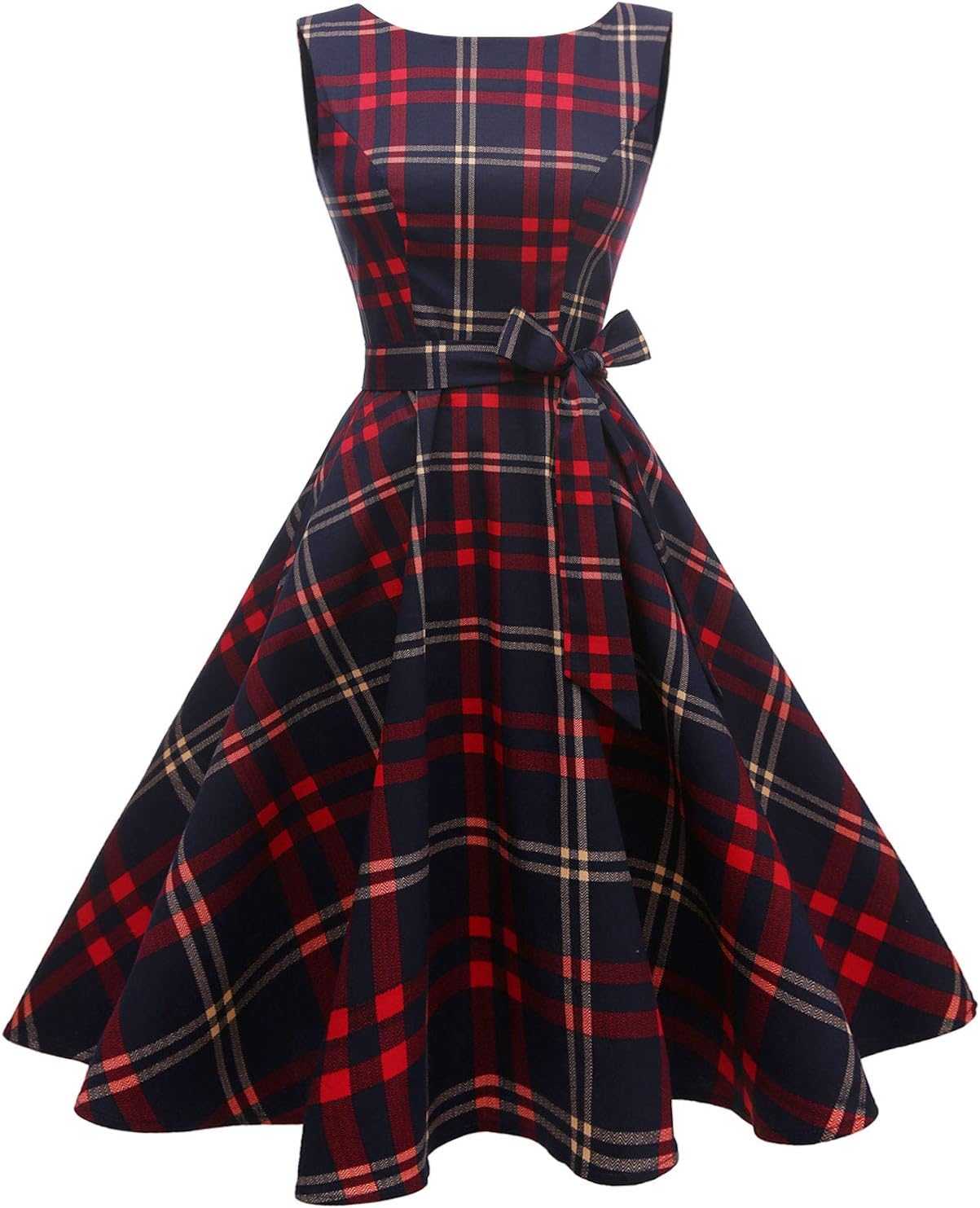 Hanpceirs Women's Boatneck Sleeveless Swing Vintage 1950s Cocktail Dress New