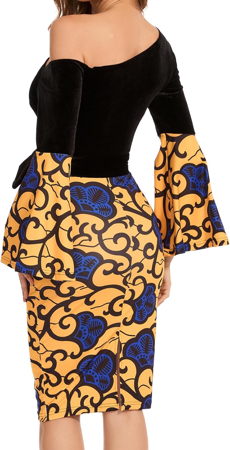 Church Dress for Women Flared Sleeve Midi Pencil Dress Elegant Teacher Office Business Wear to Work Dresses