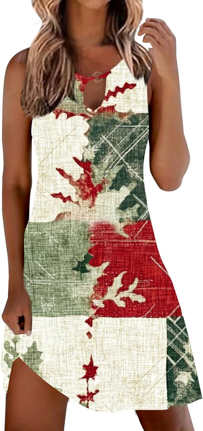 Summer Dresses for Women 2025 Vacation Beach Casual Vintage Midi Sundresses Sexy Sleeveless V Neck Boho Tank Dress