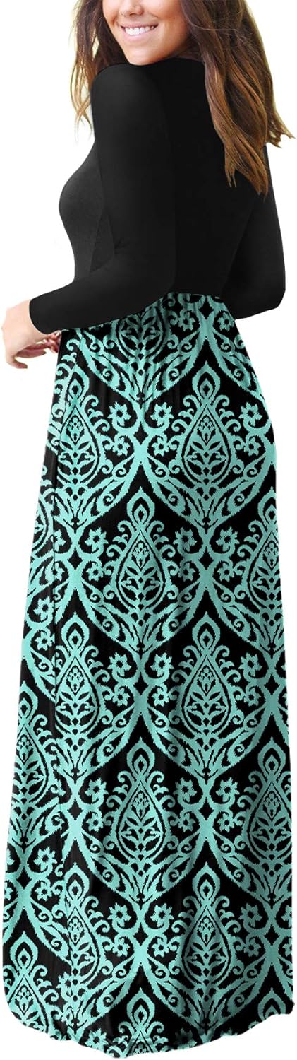 VIISHOW Women's Long Sleeve Loose Plain Maxi Dresses Casual Long Dresses with Pockets