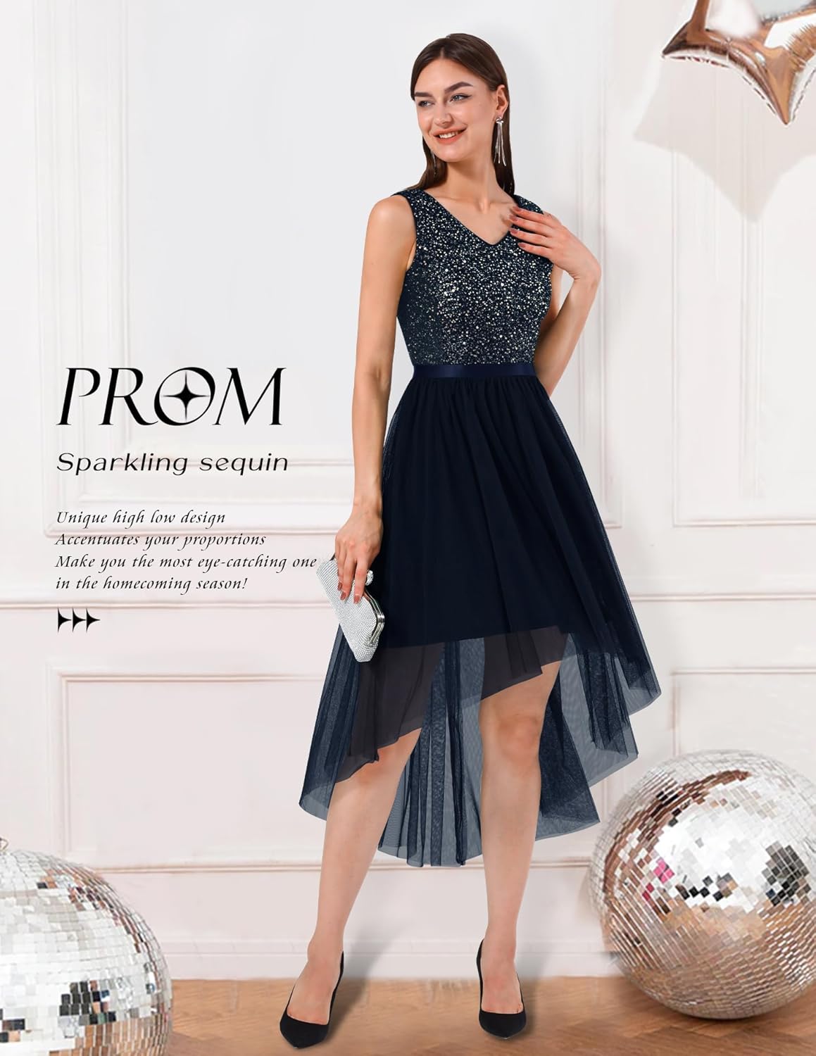 BeryLove Cocktail Prom Dresses 2025 Formal Wedding Guest Dresses Sleeveless Lace High Low Homecoming Dress