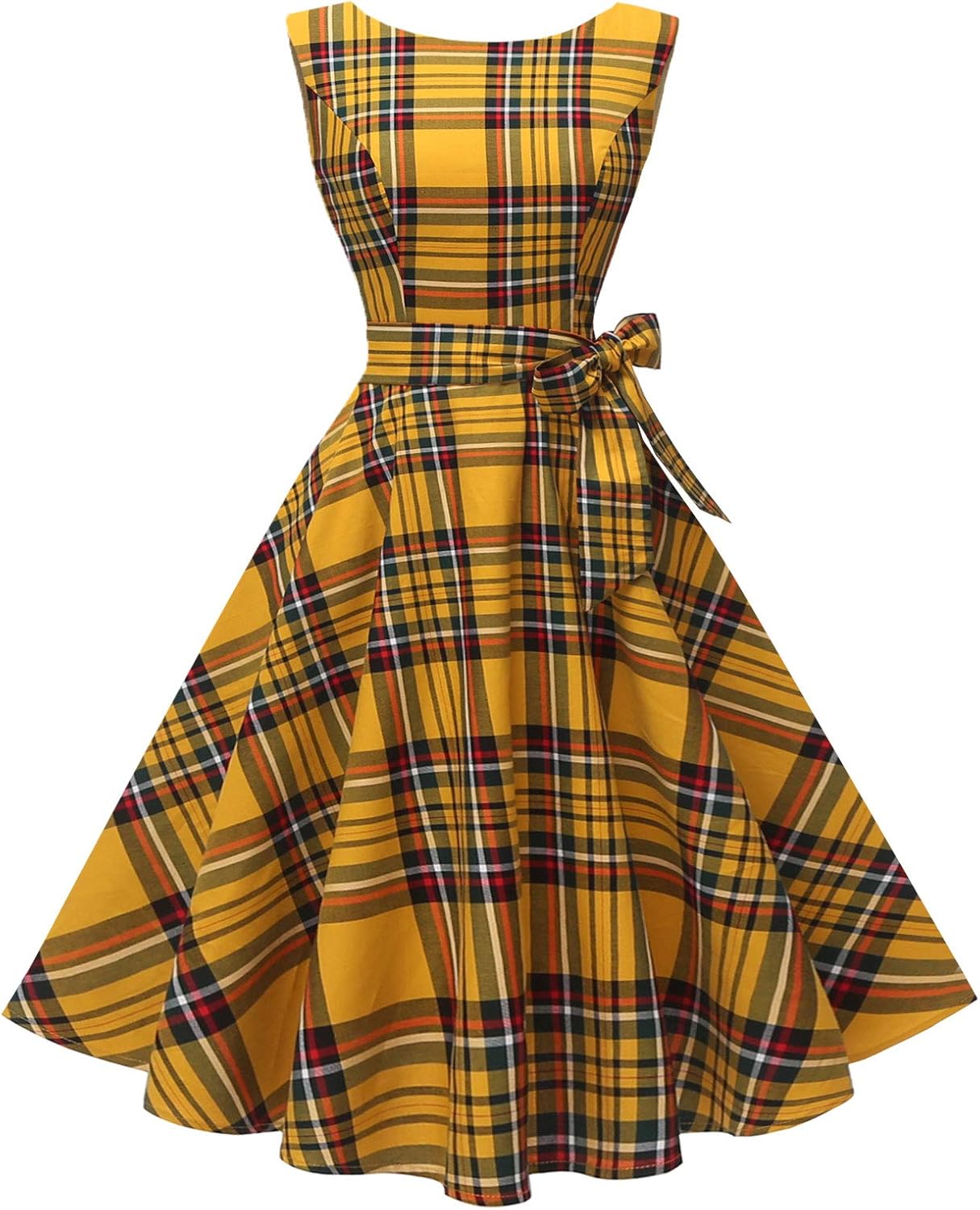 Hanpceirs Women's Boatneck Sleeveless Swing Vintage 1950s Cocktail Dress New