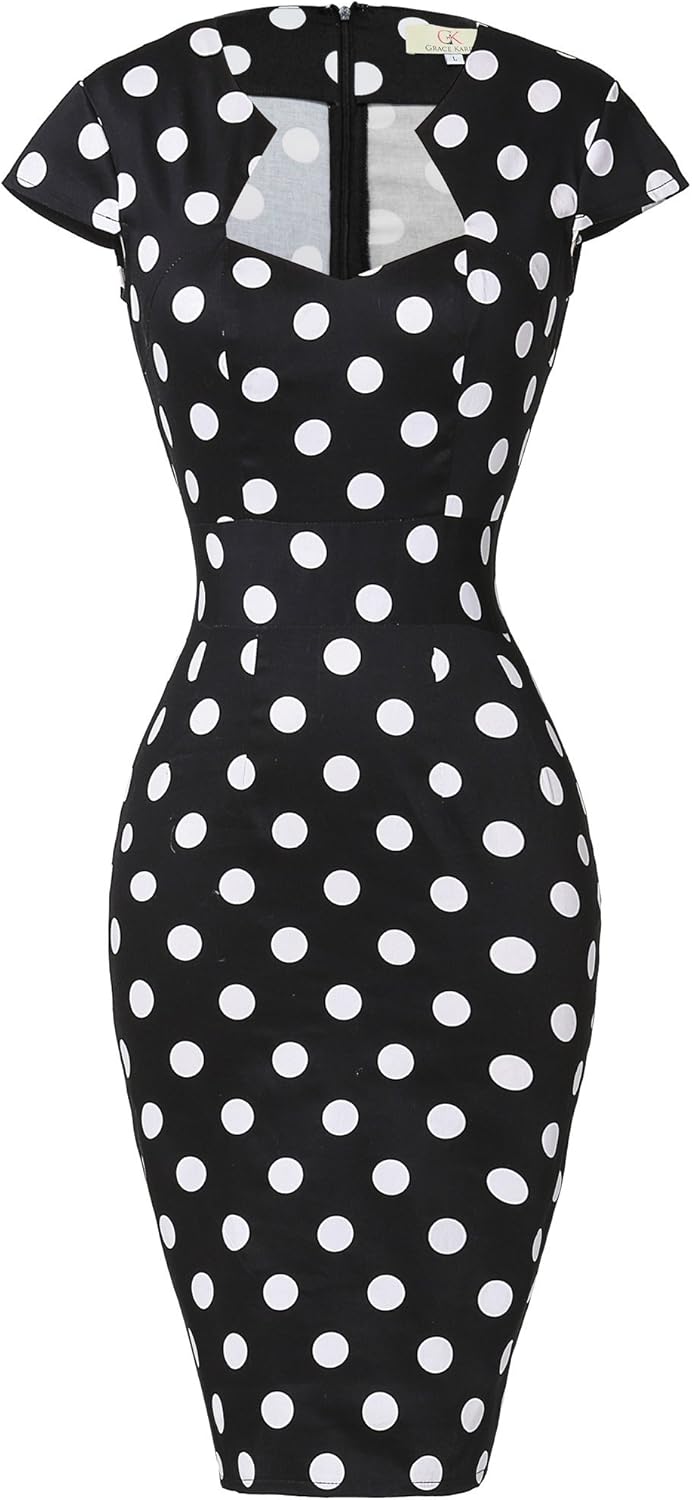 Grace Karin Womens 50s 60s Vintage Pencil Dress Bodycon Cap Sleeve Dress