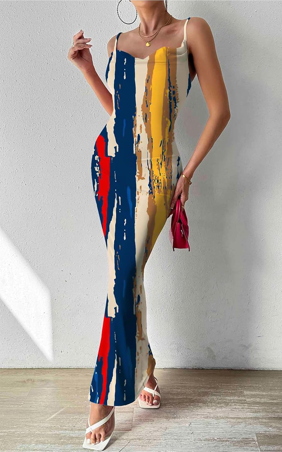 PRETTYGARDEN Women's 2025 Summer Floral Spaghetti Strap Maxi Dress Stretch Sexy Bodycon Dress Backless Slip Long Dresses