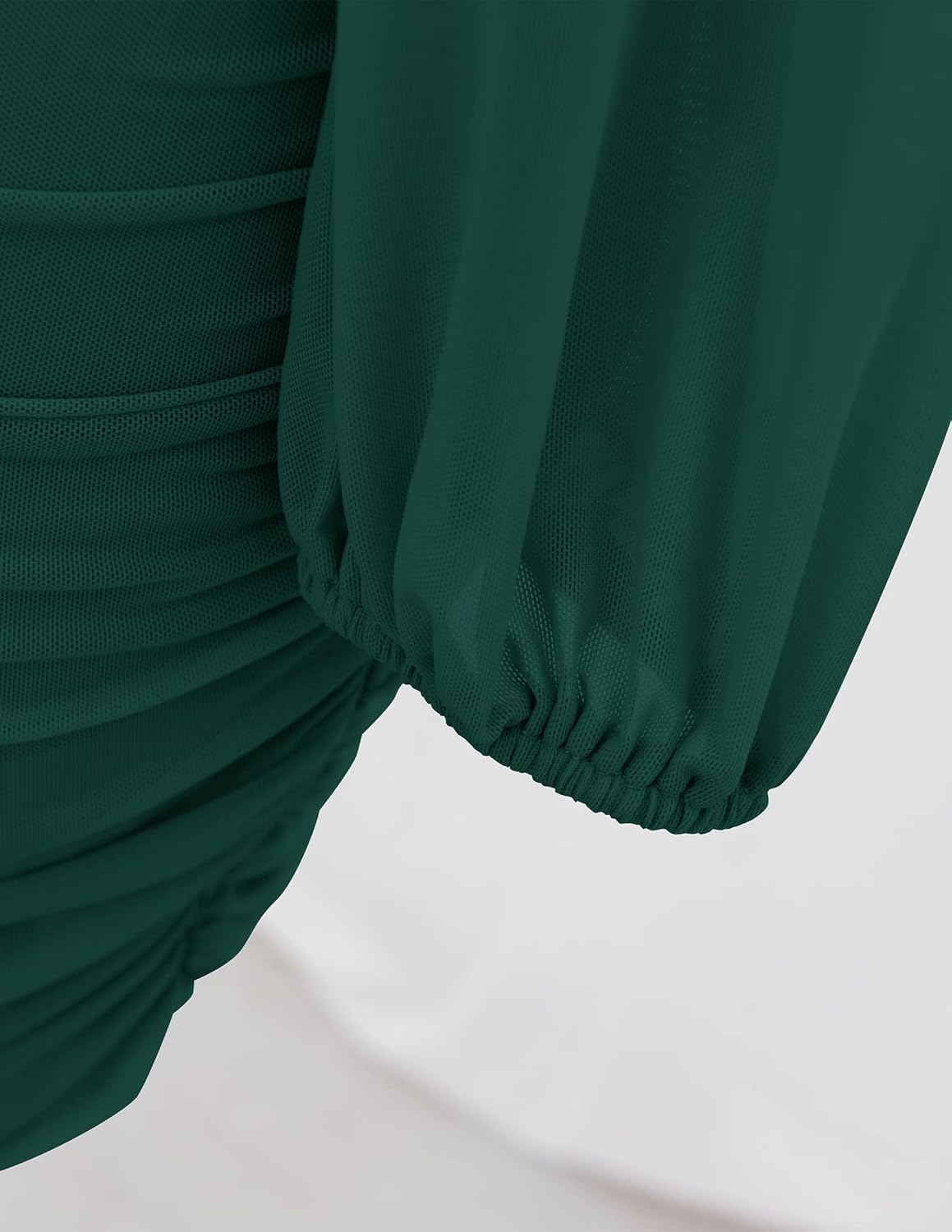 ZESICA Women's Sexy V Neck Ruched Bodycon Mini Dress Puff Long Sleeve Cocktail Wedding Party Short Dresses