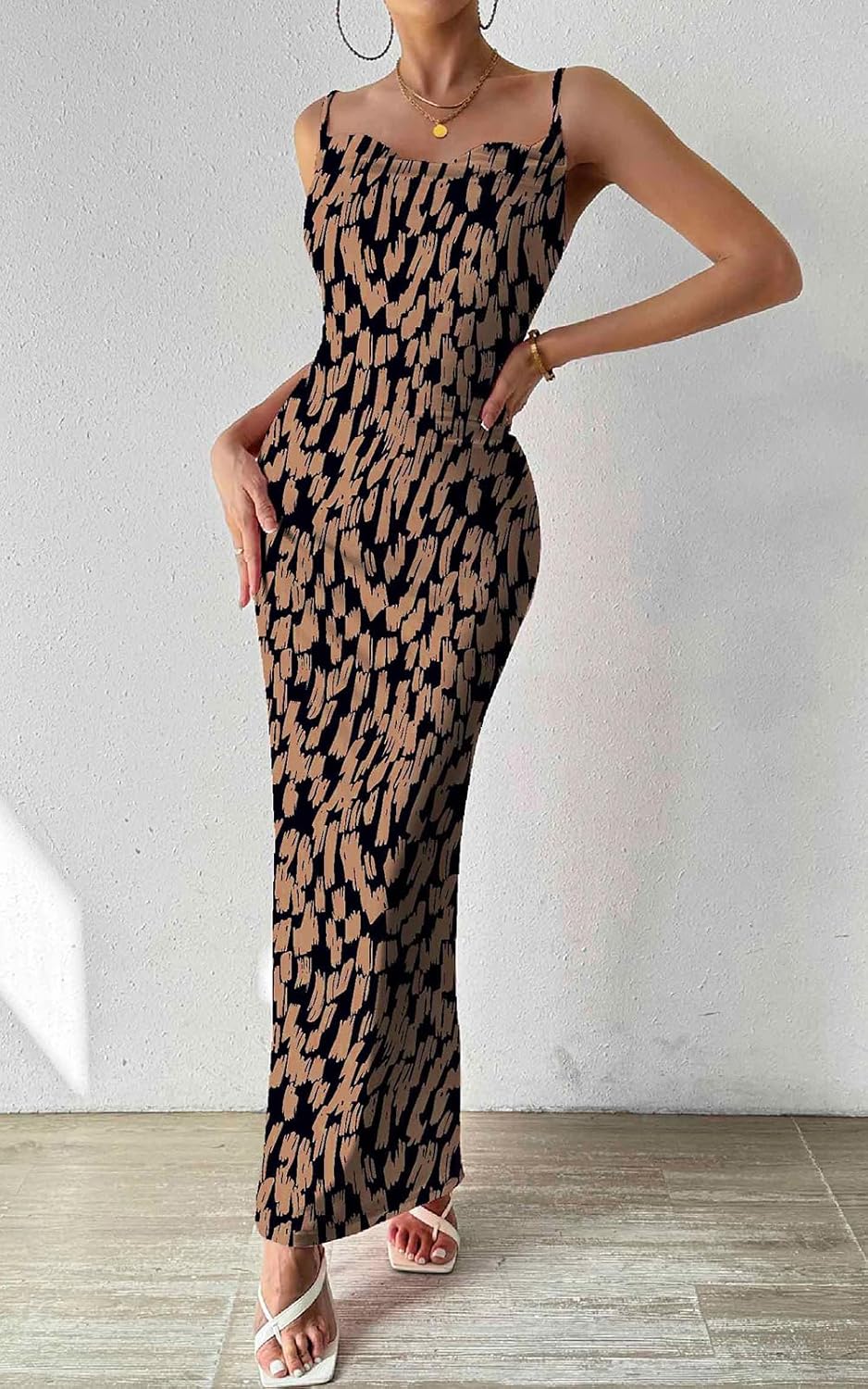 PRETTYGARDEN Women's 2025 Summer Floral Spaghetti Strap Maxi Dress Stretch Sexy Bodycon Dress Backless Slip Long Dresses