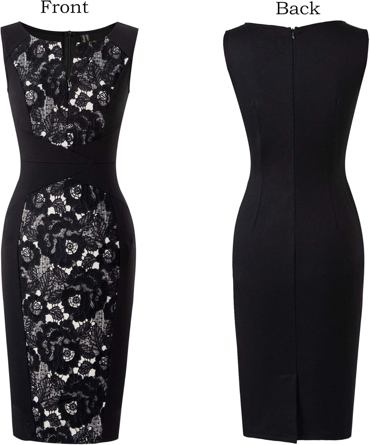VFSHOW Womens Elegant Slim Front Zipper up Work Business Office Party Sheath Dress