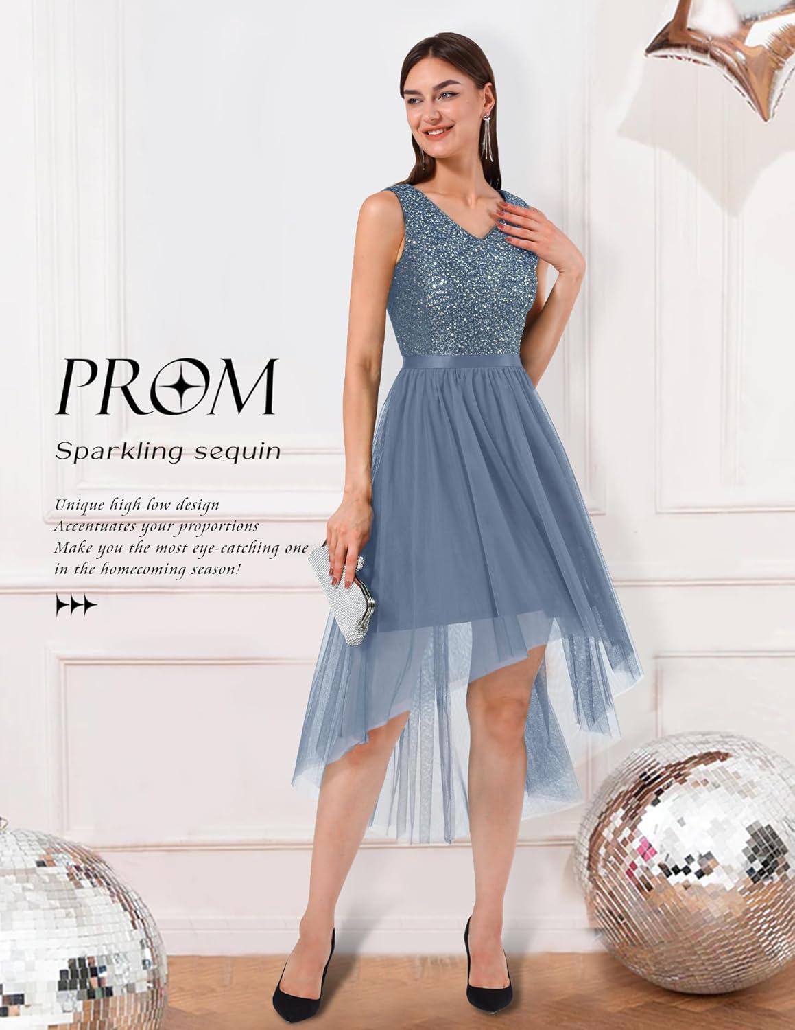 BeryLove Cocktail Prom Dresses 2025 Formal Wedding Guest Dresses Sleeveless Lace High Low Homecoming Dress