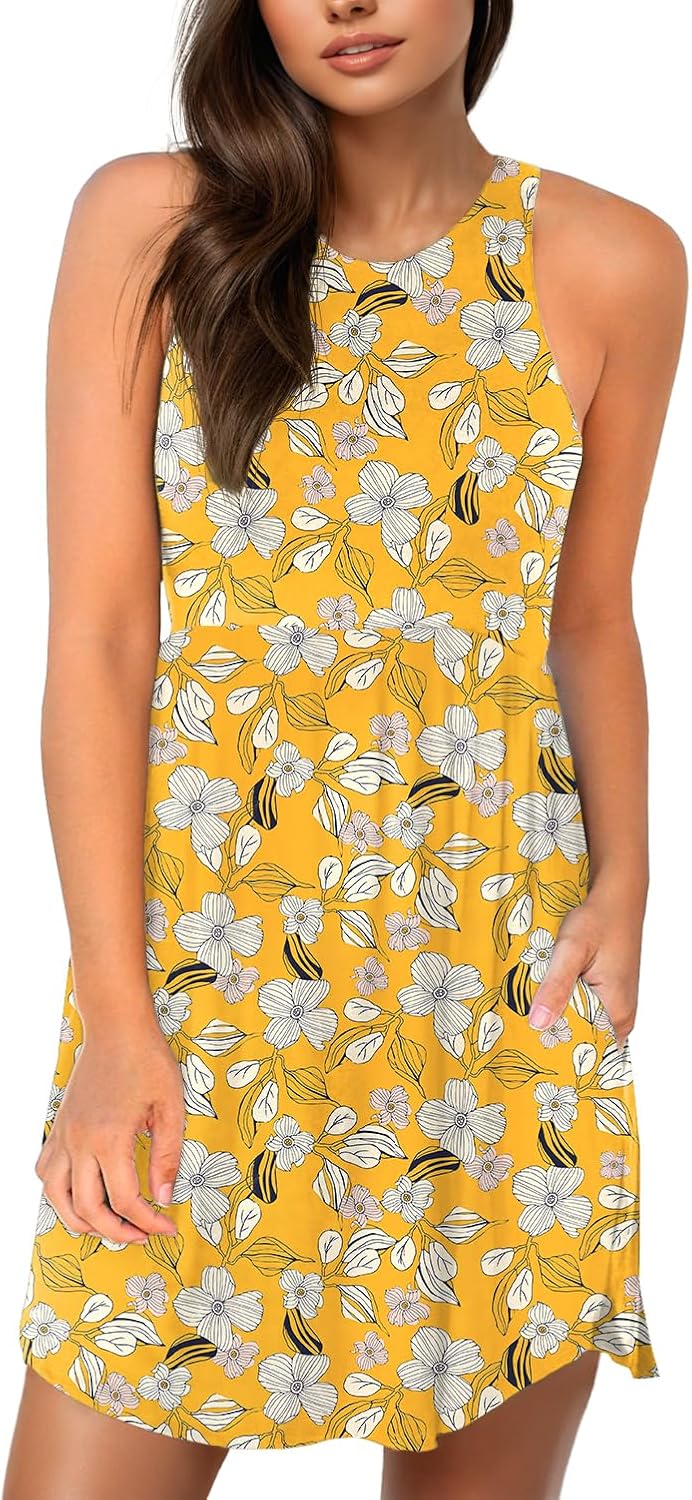 HiMONE Vacation Dresses for Women 2025 Summer Dress Women's Casual Sundresses Casual Beach Petite Sun Dress XS-2XL