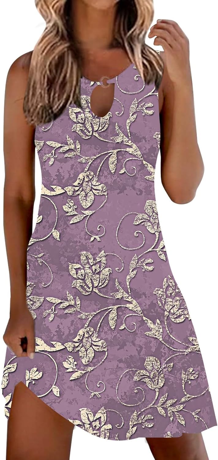 Summer Dresses for Women 2025 Vacation Beach Casual Vintage Midi Sundresses Sexy Sleeveless V Neck Boho Tank Dress