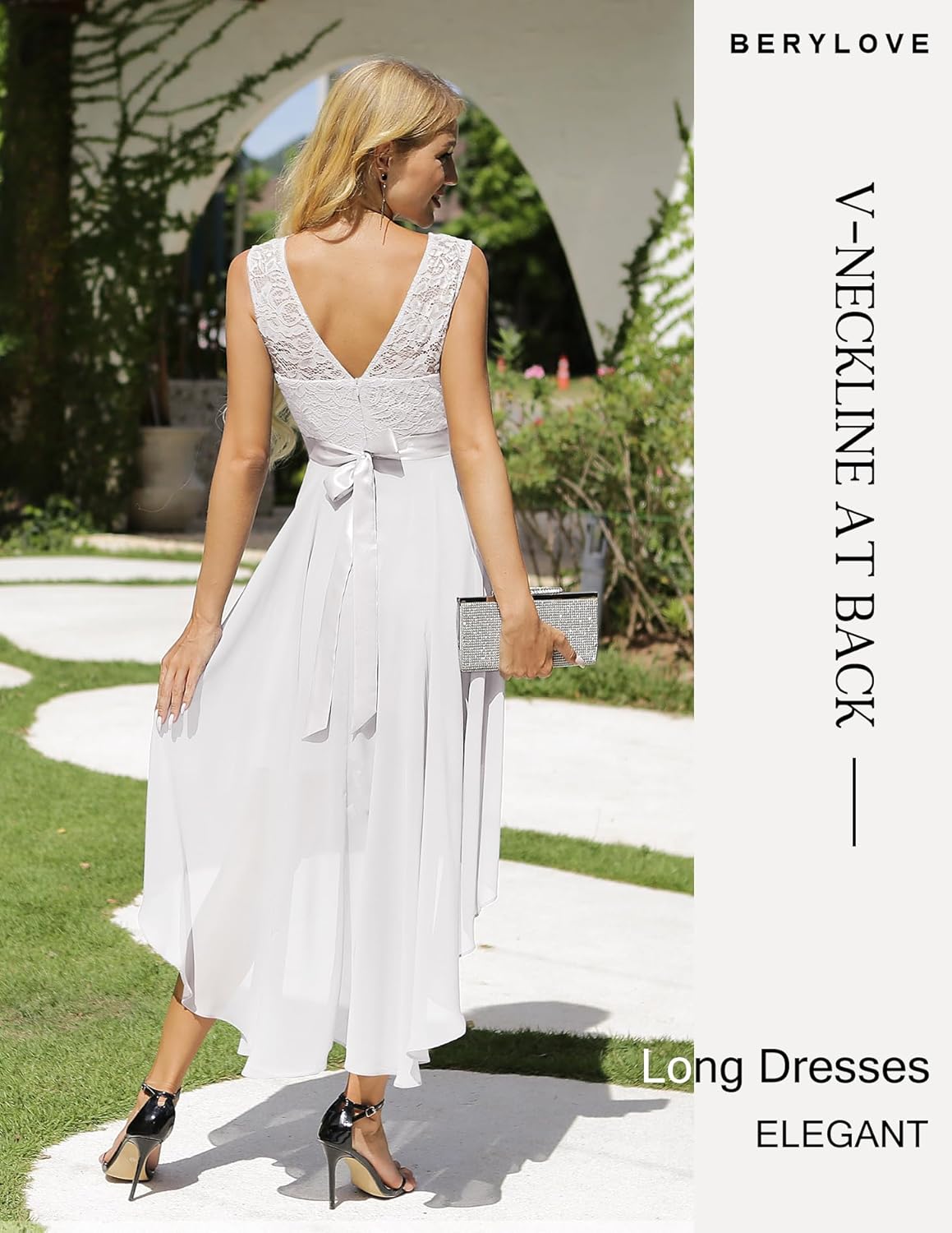 BeryLove Cocktail Prom Dresses 2025 Formal Wedding Guest Dresses Sleeveless Lace High Low Homecoming Dress
